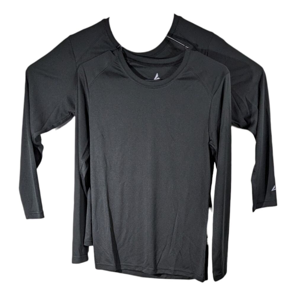 2 Womens Plain LONG SLEEVE Black Shirts Size S Small Shirt